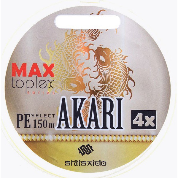 Шнур плетёный Shii Saido Akari 4X (желтый, 150м) d-0,405 мм