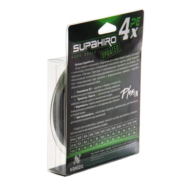 Шнур плетёный Namazu Supahiro 4Х (болотно-зеленый, 100м) d-0,18 мм