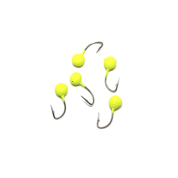 Мормышка вольфрамовая точёная Яман Дробь с отверстием Жёлтый, Размер крючка 3