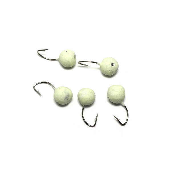 Мормышка вольфрамовая точёная Яман Дробь с отверстием Фосфор, Размер крючка 5