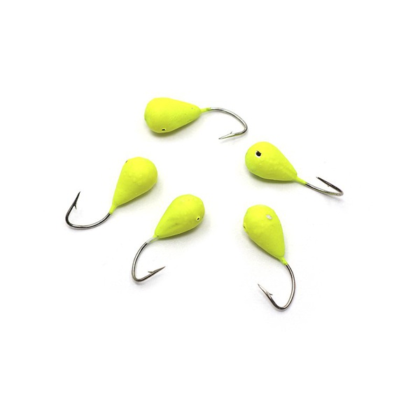 Мормышка вольфрамовая точёная Яман Капля с отверстием Желтый, Размер крючка 4