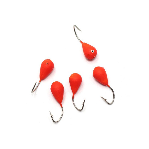 Мормышка вольфрамовая точёная Яман Капля с отверстием Красный, Размер крючка 4