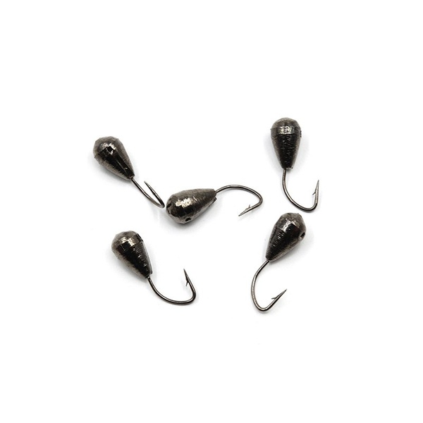 Мормышка вольфрамовая точёная Яман Капля с отверстием Черный никель, Размер крючка 4