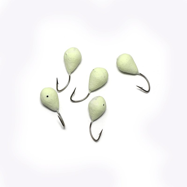 Мормышка вольфрамовая точёная Яман Капля с отверстием Фосфор, Размер крючка 5