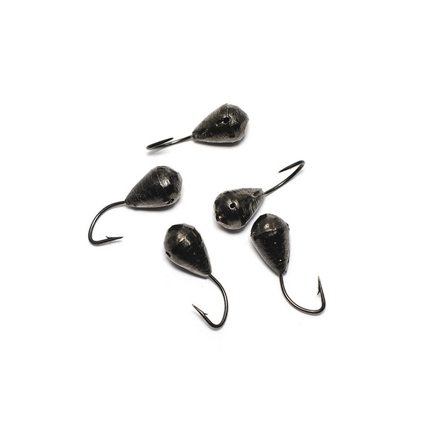 Мормышка вольфрамовая точёная Яман Капля с отверстием Черный никель, Размер крючка 5