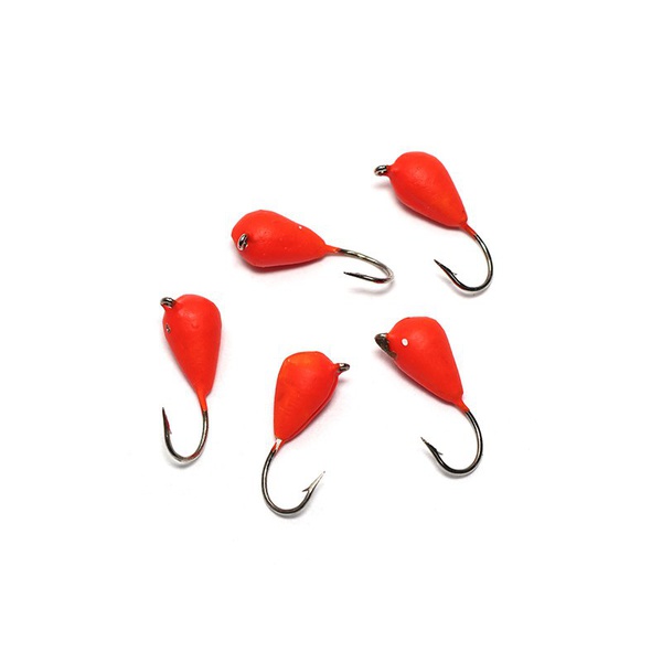 Мормышка вольфрамовая точёная Яман Капля с ушком Красный, Размер крючка 4