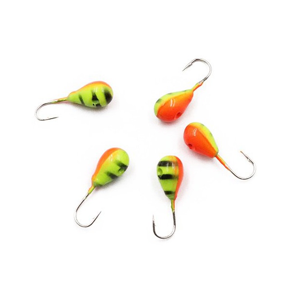 Мормышка вольфрамовая точёная Яман Капля с отверстием Желто-оранжевый, Размер крючка 3