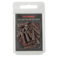 Клипса безопасная Волжанка с фиксатором + конус Lead Clips with Pin Tail Rubber (8шт/уп) Brown