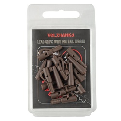 Клипса безопасная Волжанка с фиксатором + конус Lead Clips with Pin Tail Rubber (8шт/уп) Brown
