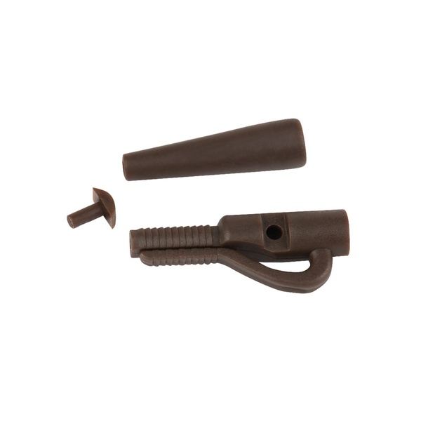 Клипса безопасная Волжанка с фиксатором + конус Lead Clips with Pin Tail Rubber (8шт/уп) Brown