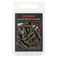 Клипса безопасная Волжанка с фиксатором + конус Lead Clips with Pin Tail Rubber (8шт/уп) Green