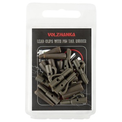 Клипса безопасная Волжанка с фиксатором + конус Lead Clips with Pin Tail Rubber (8шт/уп) Green