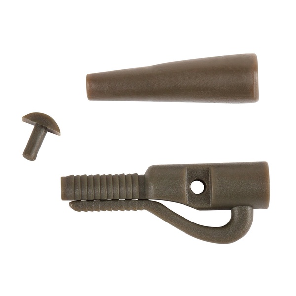 Клипса безопасная Волжанка с фиксатором + конус Lead Clips with Pin Tail Rubber (8шт/уп) Green