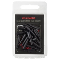 Клипса безопасная + конус Волжанка Lead Clips with Tail Rubber (8шт/уп) Black