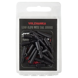 Клипса безопасная + конус Волжанка Lead Clips with Tail Rubber (8шт/уп) Black