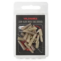 Клипса безопасная + конус Волжанка Lead Clips with Tail Rubber (8шт/уп) Brown