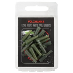 Клипса безопасная + конус Волжанка Lead Clips with Tail Rubber (8шт/уп) Green
