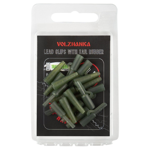 Клипса безопасная + конус Волжанка Lead Clips with Tail Rubber (8шт/уп) Green