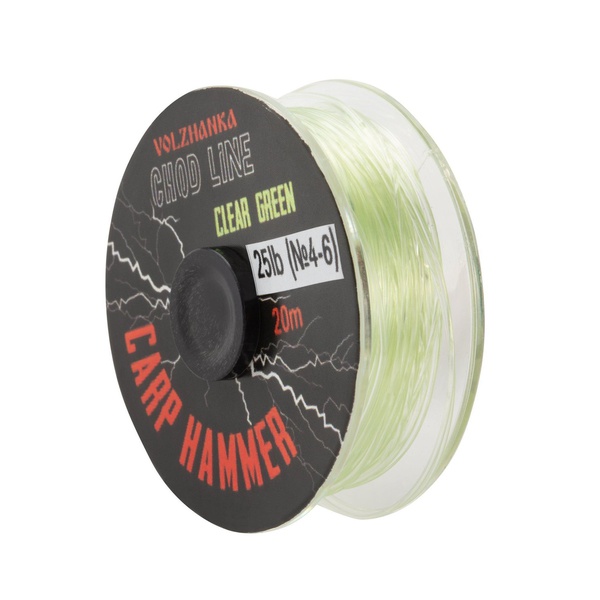 Материал поводочный Волжанка Chod Line (20м, Clear Green) 25 LB