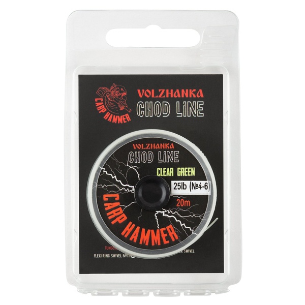 Материал поводочный Волжанка Chod Line (20м, Clear Green) 25 LB