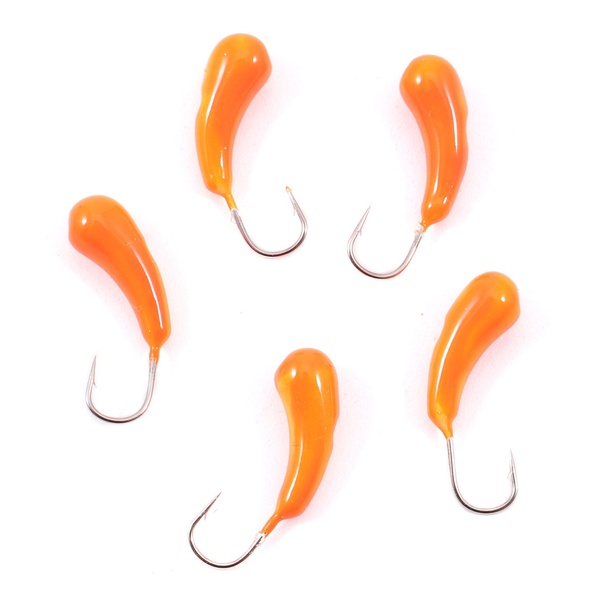 Мормышка вольфрамовая точёная Яман Уралка с отверстием Оранжевый, Размер крючка 3