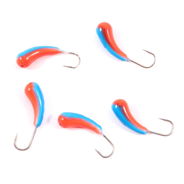 Мормышка вольфрамовая точёная Яман Уралка с отверстием Красно-синий, Размер крючка 5