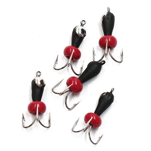 Мормышка вольфрамовая безнасадочная Яман Чёрт с петлёй с коронкой из никеля короткий Красный бисер