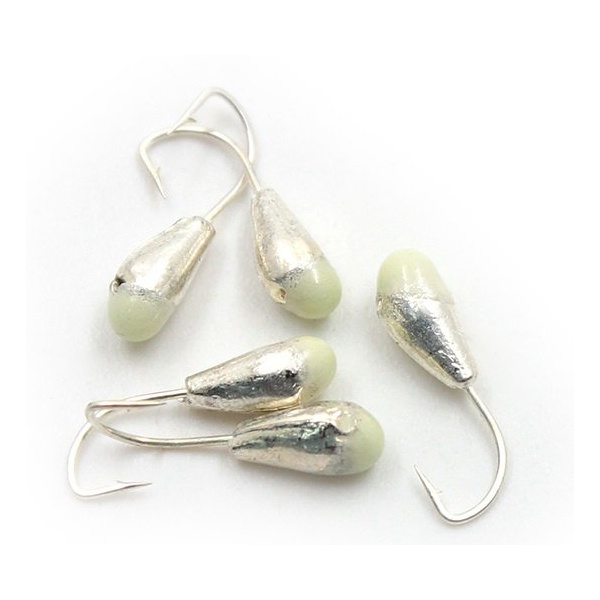 Мормышка свинцовая Яман Капля с отверстием с фосфорной пяткой Silver plated, d - 3мм