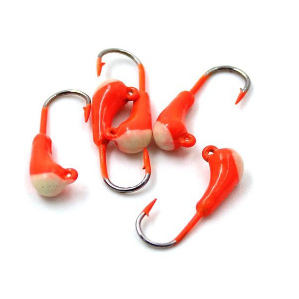 Мормышка свинцовая Яман Уралка с ушком с фосфорной пяткой Красный, d - 4мм