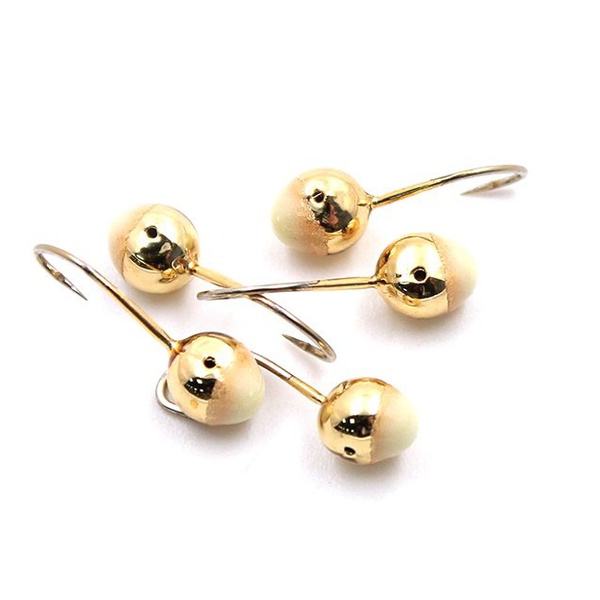 Мормышка свинцовая Яман Шар с отверстием с фосфорной пяткой Gold plated, d - 6мм