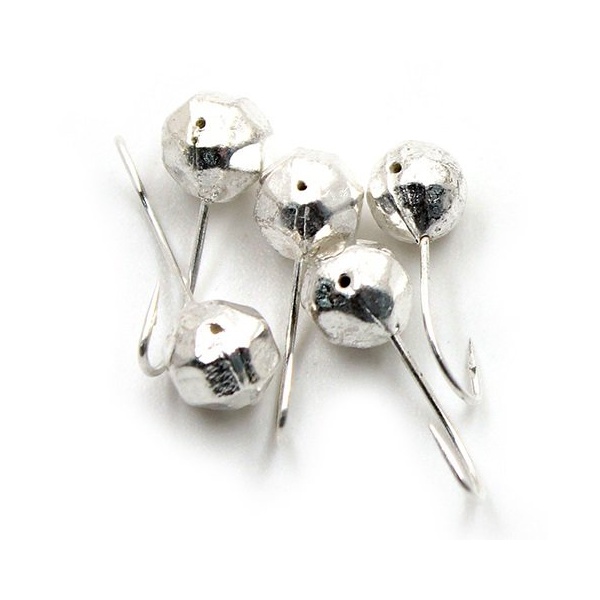 Мормышка свинцовая Яман Шар с отверстием Silver plated, d - 6мм огранённый