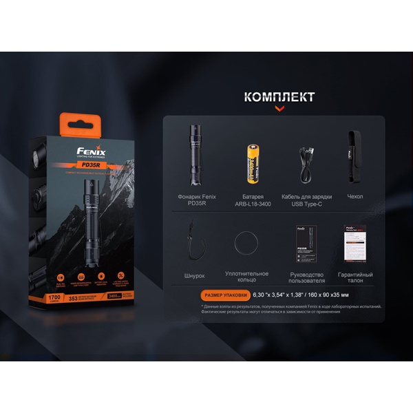 Фонарь тактический Fenix PD35R EDC/Tactical, 1700 Lm