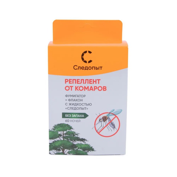 Репеллент от комаров, комплект фумигатор+флакон с жидкостью 60 дней. Следопыт, без запаха