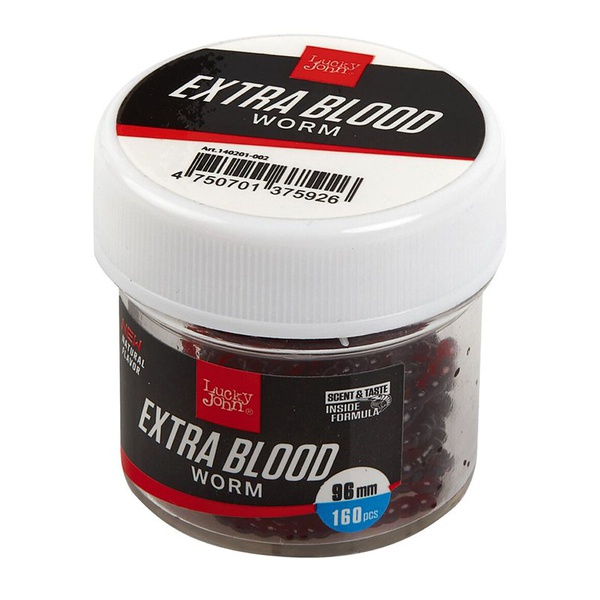 Насадки искусственные съедобные Lucky John Pro Series Extra Blood Worm XL мотыль 160 шт