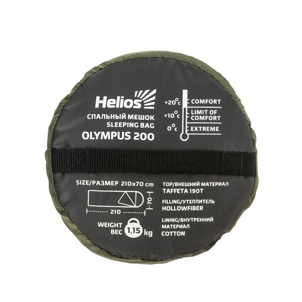 Спальный мешок Helios Olympus (210x70 см) зеленый/город, 200 гр/м²