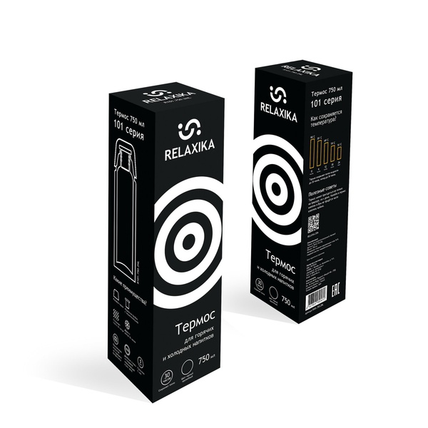 Термос Relaxika 101 Чёрный (без логотипа), 0,75 л