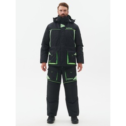 Костюм зимний Huntsman Elbrus Чёрный/Лайм, тк. Hit Membrane