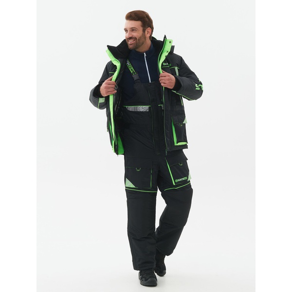 Костюм зимний Huntsman Elbrus Чёрный/Лайм, тк. Hit Membrane