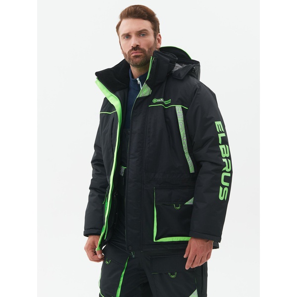Костюм зимний Huntsman Elbrus Чёрный/Лайм, тк. Hit Membrane