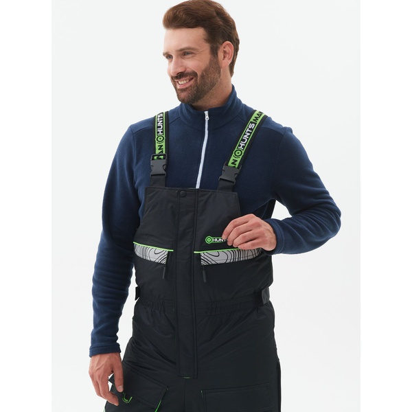Костюм зимний Huntsman Elbrus Чёрный/Лайм, тк. Hit Membrane