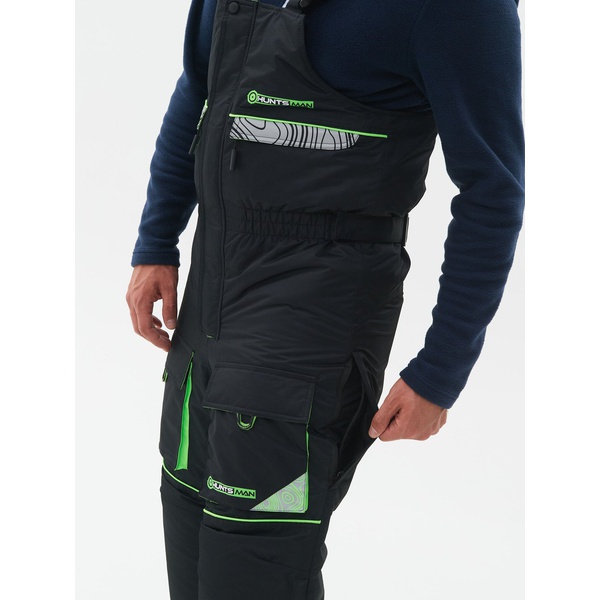 Костюм зимний Huntsman Elbrus Чёрный/Лайм, тк. Hit Membrane