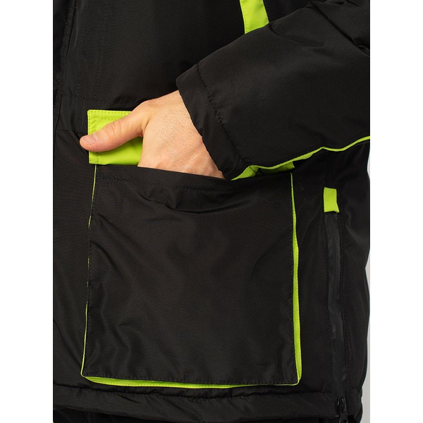 Костюм зимний Huntsman Elbrus Чёрный/Лайм, тк. Hit Membrane