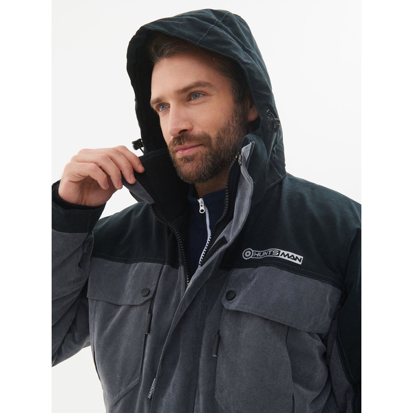 Костюм зимний Huntsman Канада серый/чёрный, тк. Финляндия