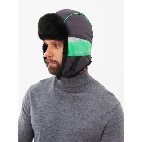 Шапка-ушанка Huntsman Yakutia тёмно-серый, тк. Galaxy Breathable, мех Норка