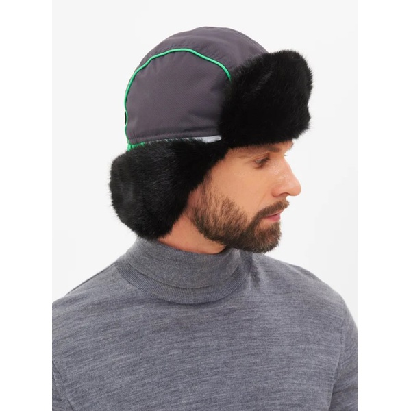 Шапка-ушанка Huntsman Yakutia тёмно-серый, тк. Galaxy Breathable, мех Норка