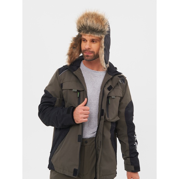 Шапка-ушанка Huntsman Евро (с маской) чёрный, Енот