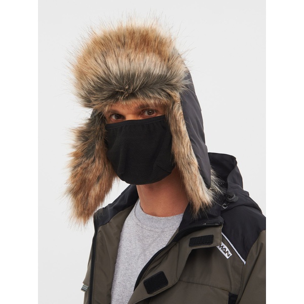 Шапка-ушанка Huntsman Евро (с маской) чёрный, Енот