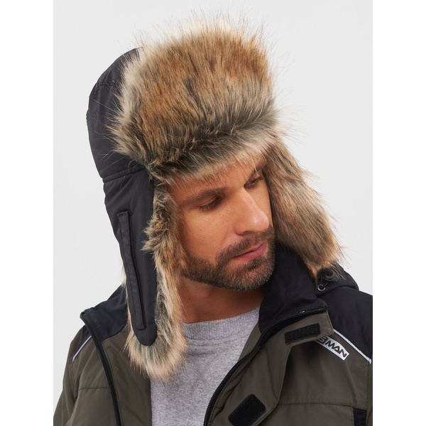 Шапка-ушанка Huntsman Евро (с маской) чёрный, Енот