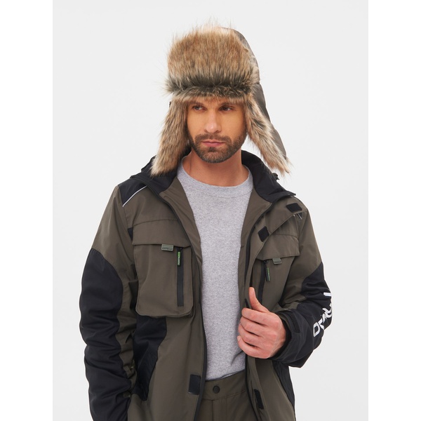 Шапка-ушанка Huntsman Евро (с маской) хаки, Енот