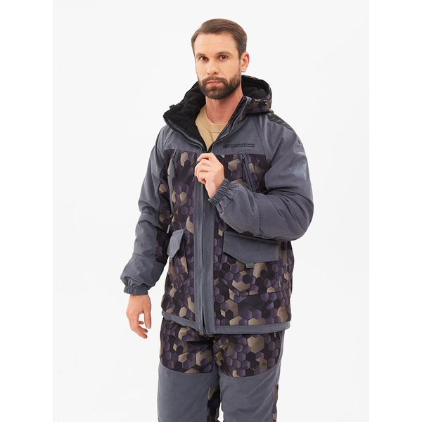 Костюм демисезонный Huntsman Горка Люкс серый/кмф 001, тк. Исландия/Алова